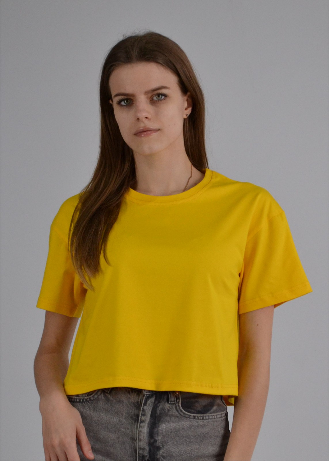 Кроп топ преміум жовтий S-XL